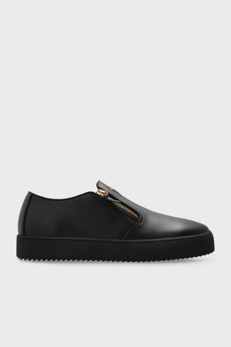 Giuseppe Zanotti Deri Logolu Kalın Tabanlı Sneaker Erkek Ayakkabı RU50007-001 SİYAH - Giuseppe Zanotti