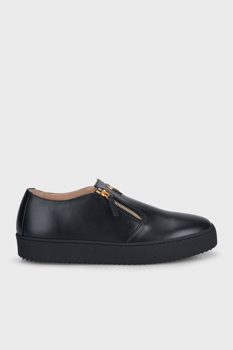 Giuseppe Zanotti Dermuar Detaylı Deri Sneaker Erkek Ayakkabı RM60020-003 Siyah - Giuseppe Zanotti