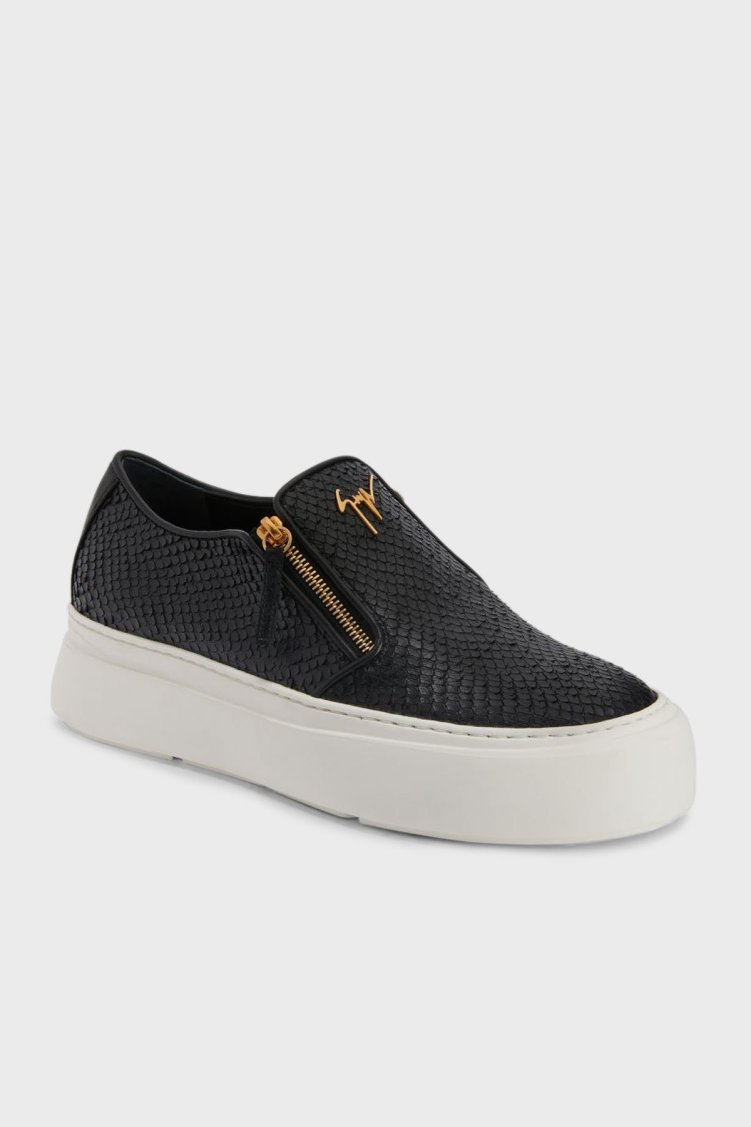 Giuseppe Zanotti Hakiki Deri Logolu Kalın Tabanlı Sneaker Erkek Ayakkabı EU40010-021 SİYAH-BEYAZ - Giuseppe Zanotti (1)