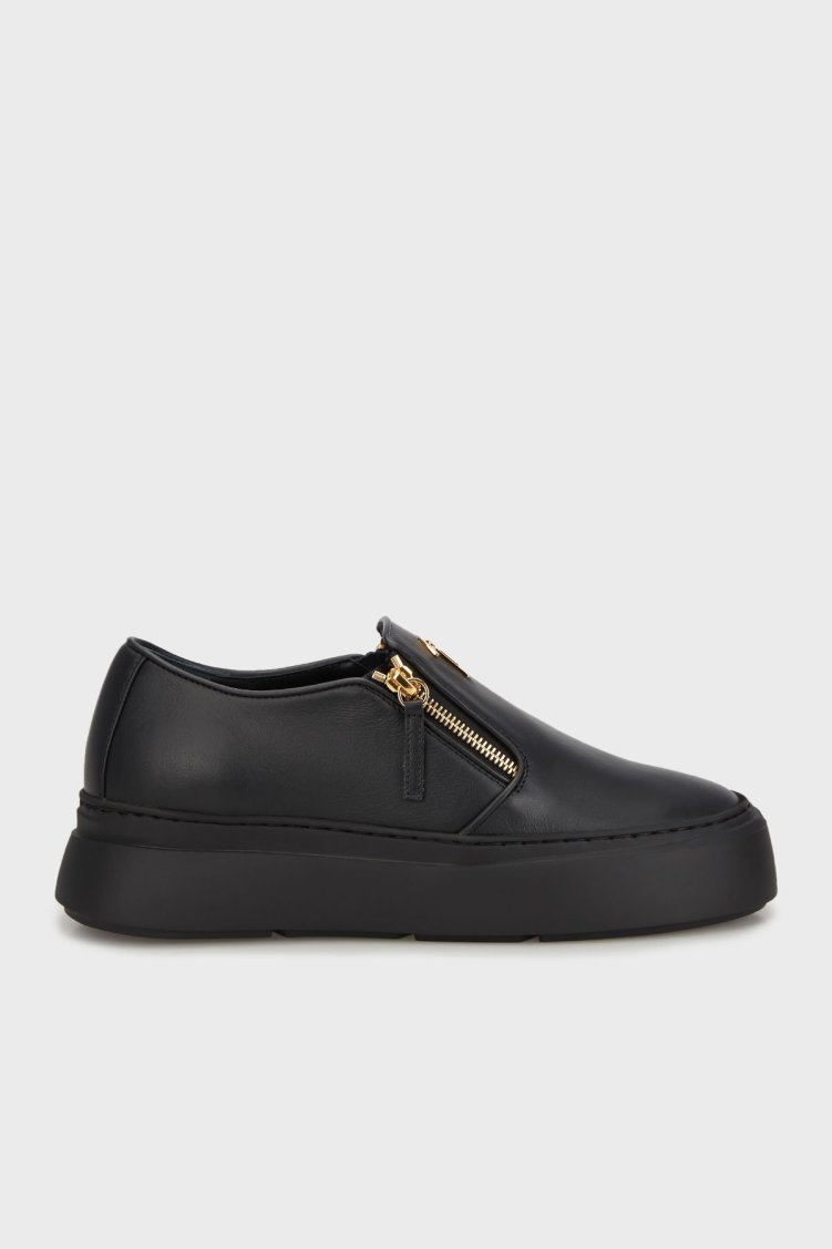 Giuseppe Zanotti Hakiki Deri Logolu Kalın Tabanlı Sneaker Erkek Ayakkabı EU40010-022 SİYAH - Giuseppe Zanotti
