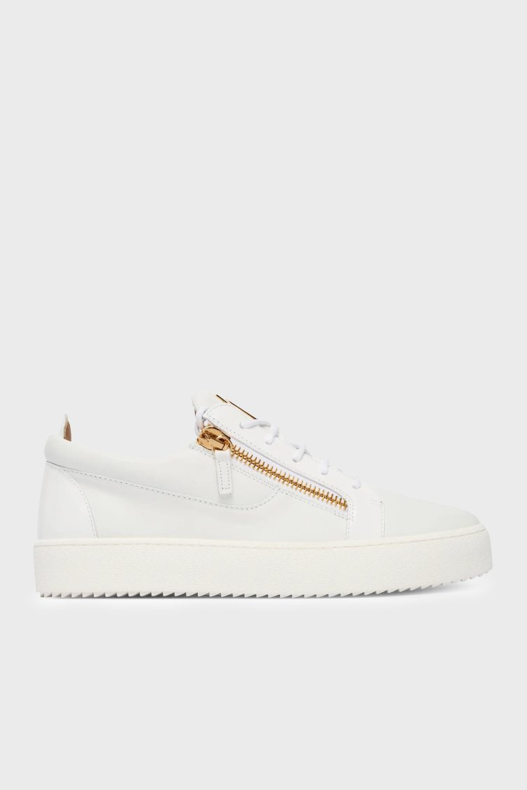 Giuseppe Zanotti Hakiki Deri Sneaker Erkek Ayakkabı RU50000-004 BEYAZ-GRİ - Giuseppe Zanotti