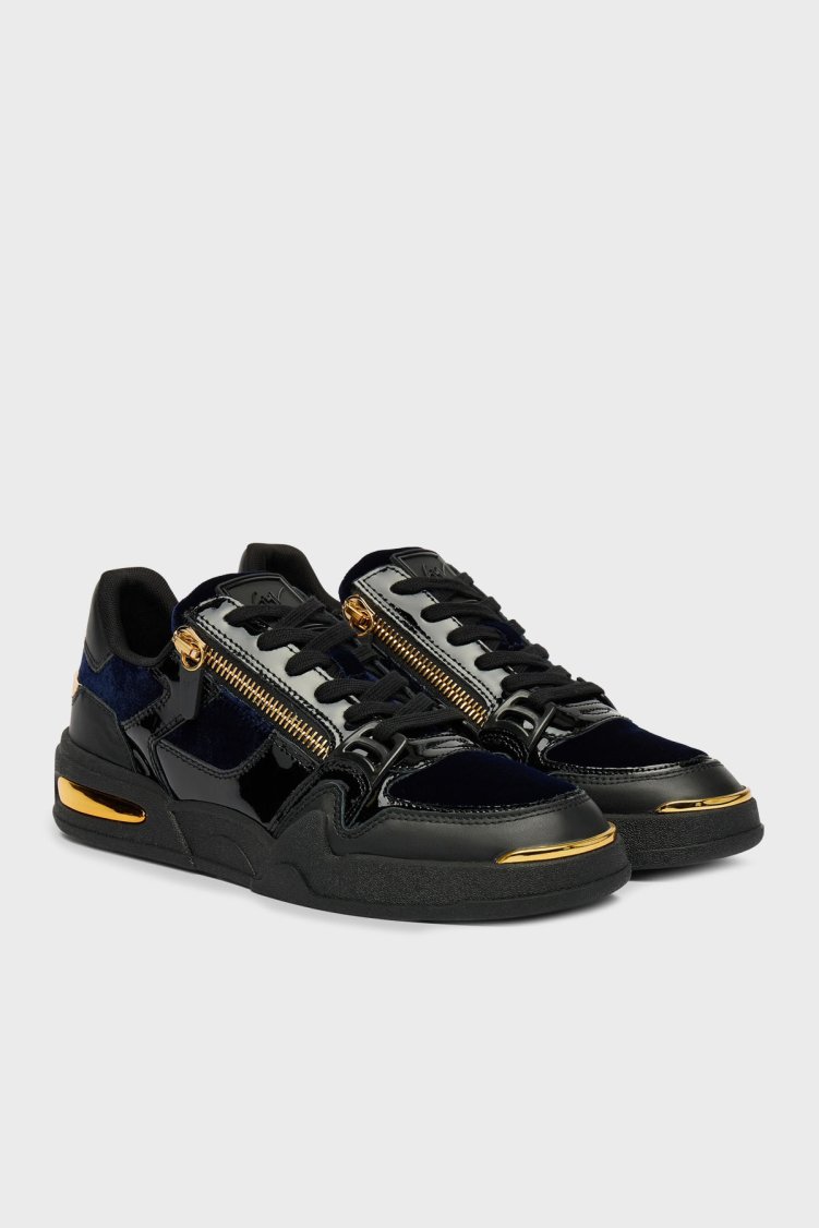 Giuseppe Zanotti Kadife Detaylı Fermuarlı Deri Sneaker Erkek Ayakkabı RU50026-001 SİYAH - Giuseppe Zanotti (1)