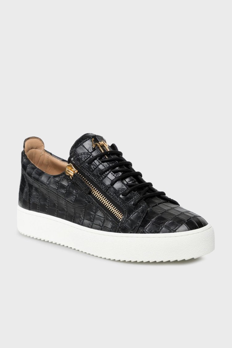 Giuseppe Zanotti Logolu Hakiki Deri Kalın Taban Sneaker Erkek Ayakkabı RU00010-118 SİYAH - Giuseppe Zanotti (1)