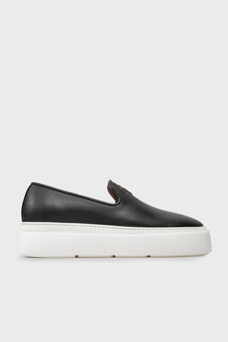 Giuseppe Zanotti Logolu Hakiki Deri Kalın Tabanlı Loafer Erkek Ayakkabı EU40011-013 SİYAH - Giuseppe Zanotti