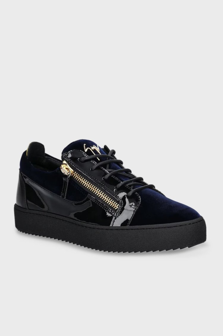 Giuseppe Zanotti Logolu Rugan Detaylı Sneaker Erkek Ayakkabı RU50002-001 LACİVERT - Giuseppe Zanotti (1)