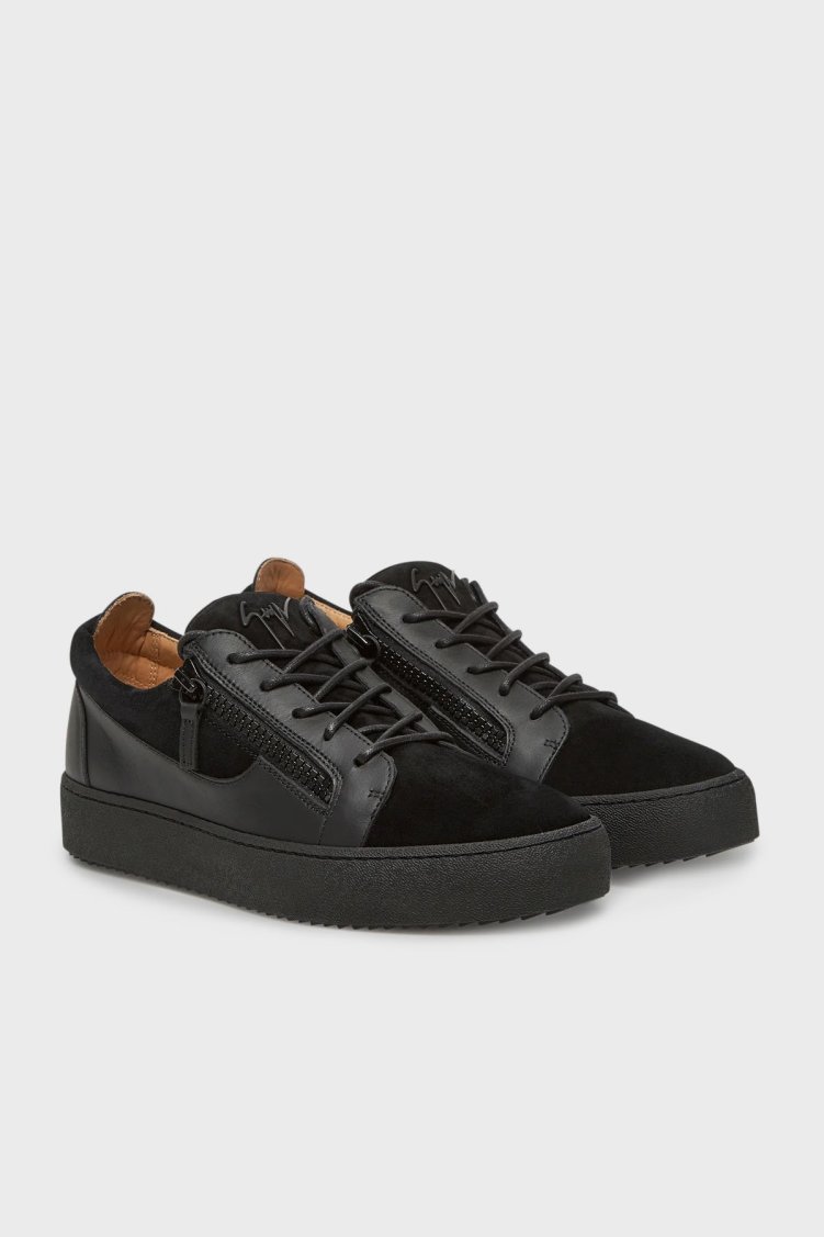 Giuseppe Zanotti Logolu Süet Detaylı Sneaker Erkek Ayakkabı RU40037-001 SİYAH - Giuseppe Zanotti (1)