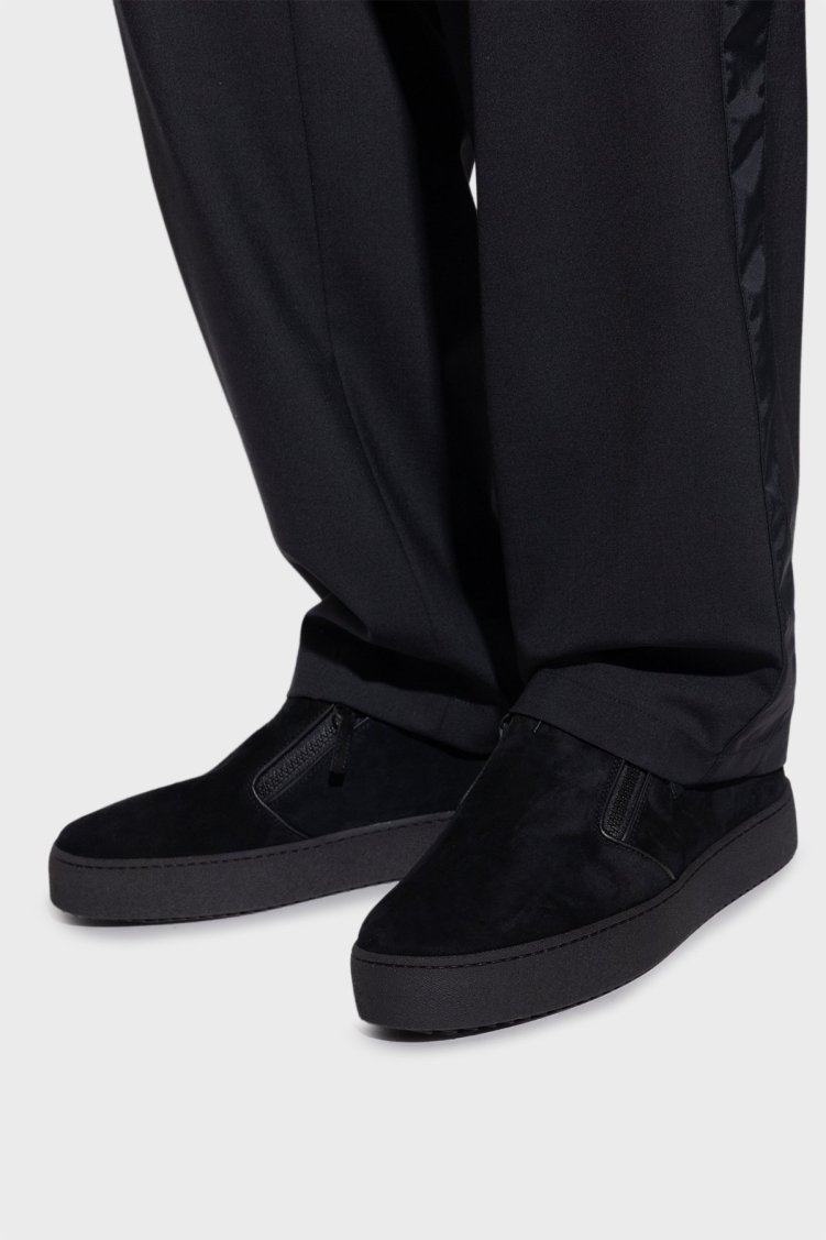 Giuseppe Zanotti Logolu Süet Kalın Tabanlı Sneaker Erkek Ayakkabı RU50025-001 SİYAH - Giuseppe Zanotti (1)