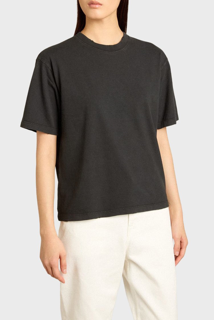 Golden Goose % 100 Pamuk Boxy Fit Bisiklet Yaka Kadın T Shirt GWP01874.P001576.90456 Siyah - Golden Goose