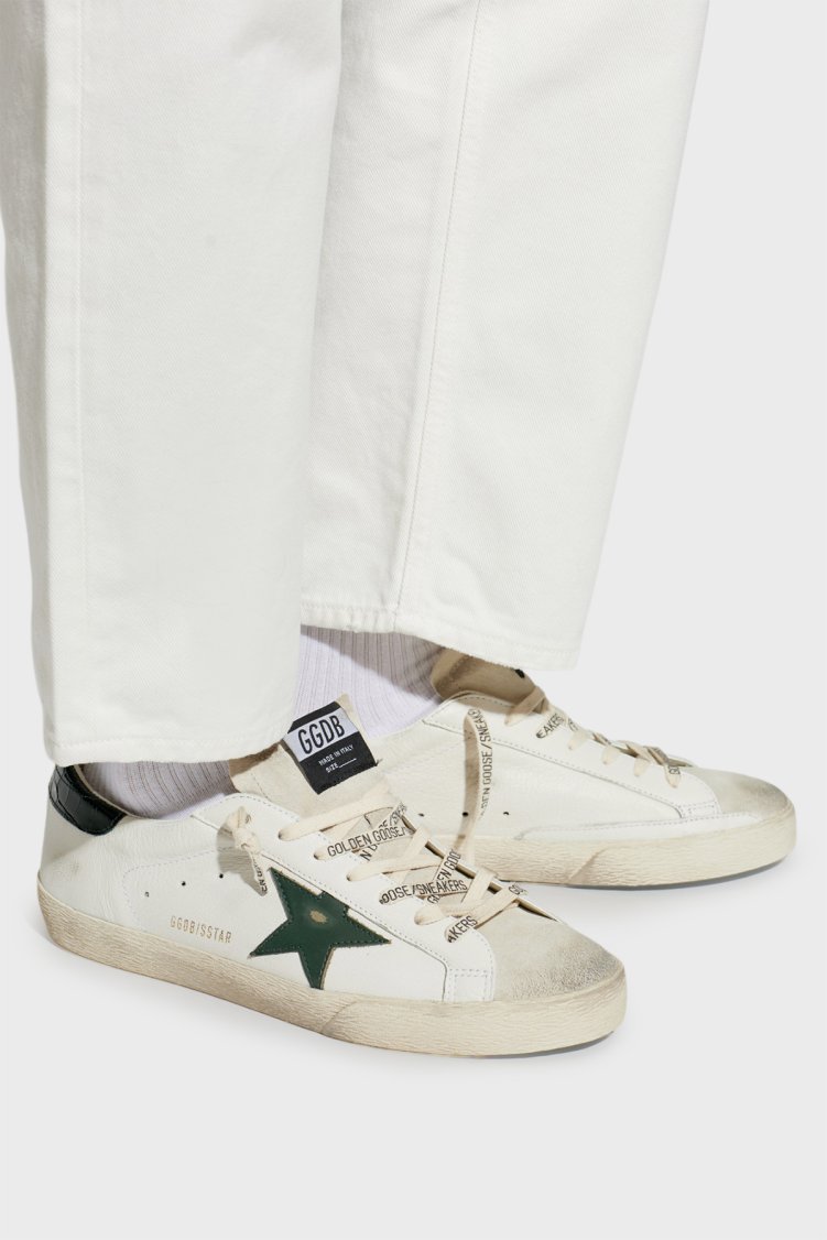 Golden Goose Hakiki Deri Logolu Sneaker Erkek Ayakkabı GMF00101.F008113.10502 BEYAZ-YEŞİL - Golden Goose (1)