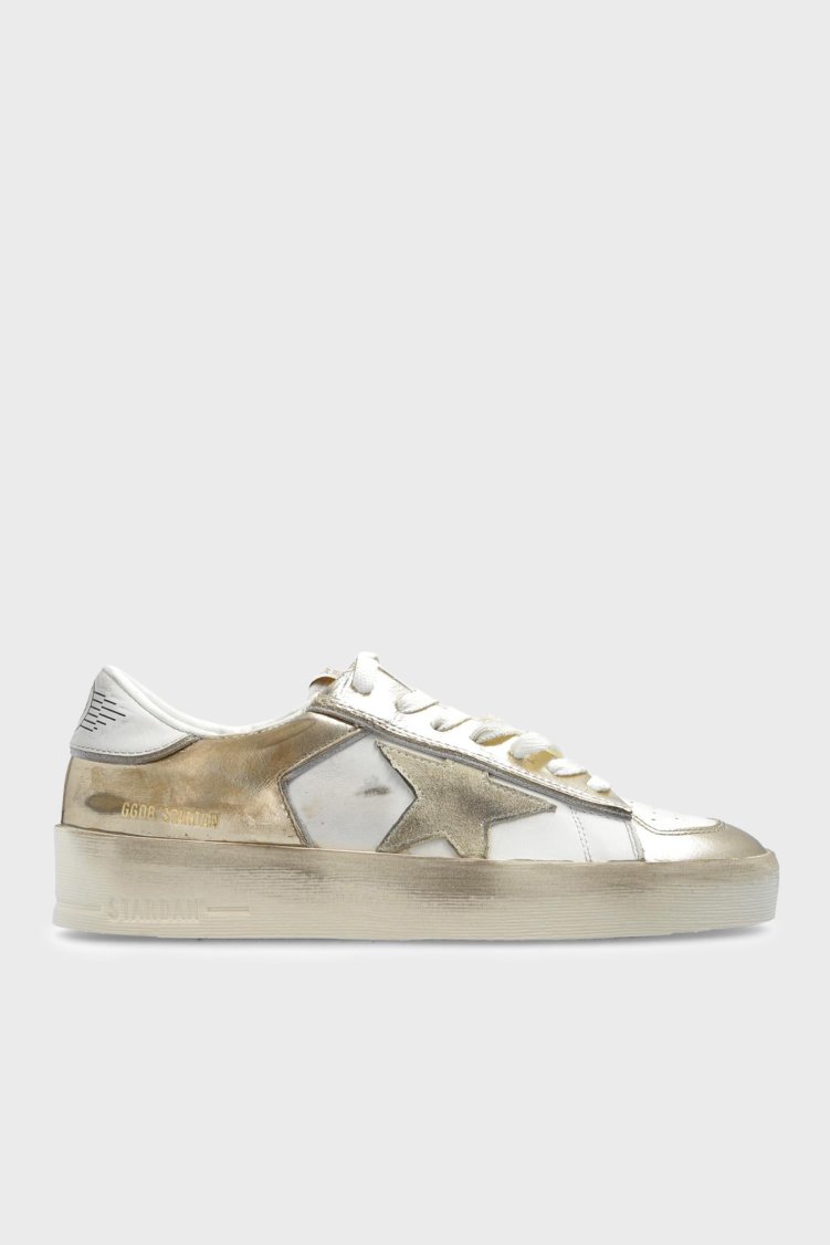 Golden Goose Logolu Deri Parlak Sneaker Kadın Ayakkabı GWF00333.F007536.12281 Beyaz-gold - Golden Goose
