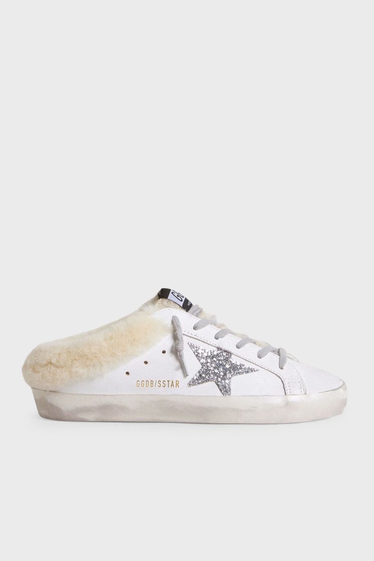 Golden Goose Logolu Deri Sneaker Kadın Ayakkabı GWF00110.F007126.10224 Beyaz-gümüş - Golden Goose