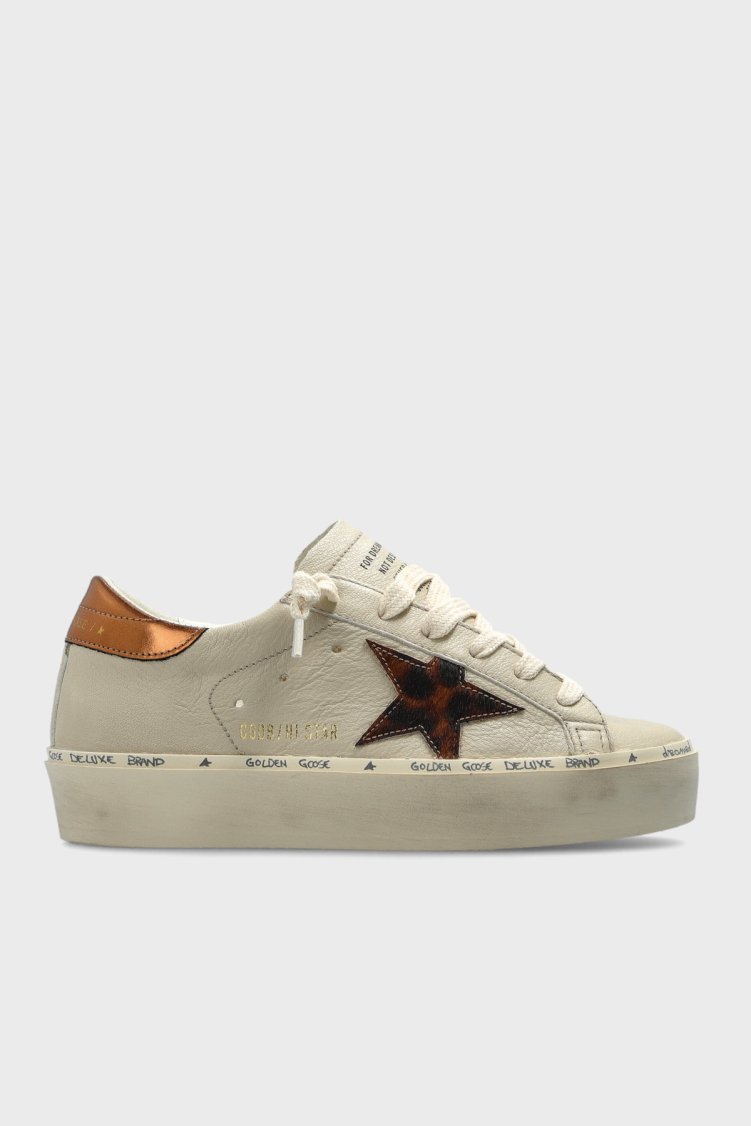 Golden Goose Logolu Deri Sneaker Kadın Ayakkabı GWF00118.F008758.15992 Beyaz-leopar - Golden Goose