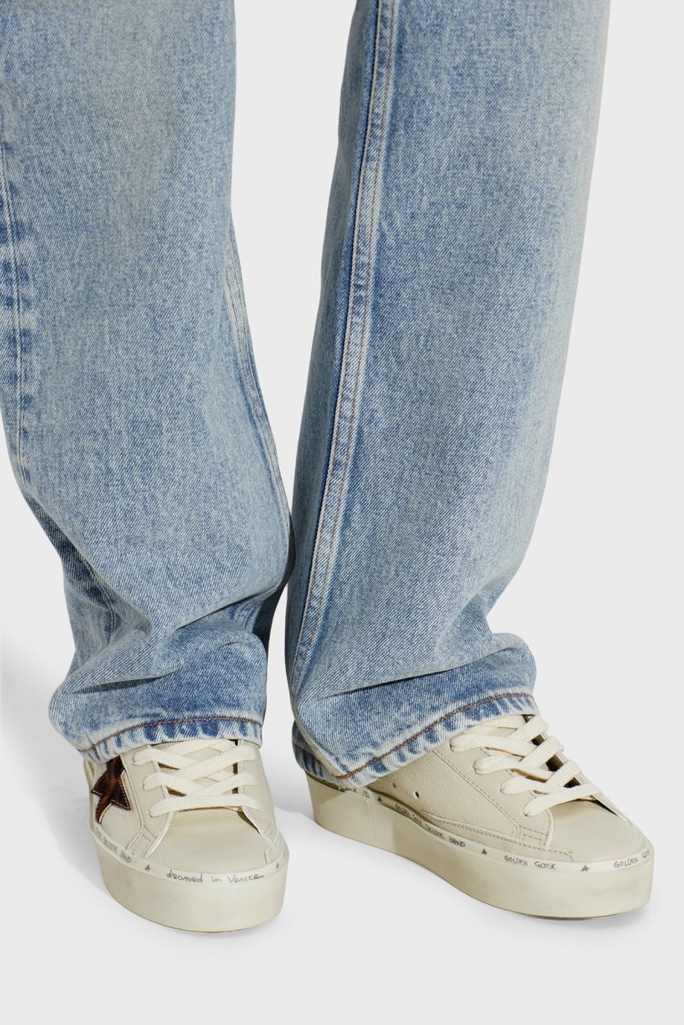 Golden Goose Logolu Deri Sneaker Kadın Ayakkabı GWF00118.F008758.15992 Beyaz-leopar - Golden Goose (1)
