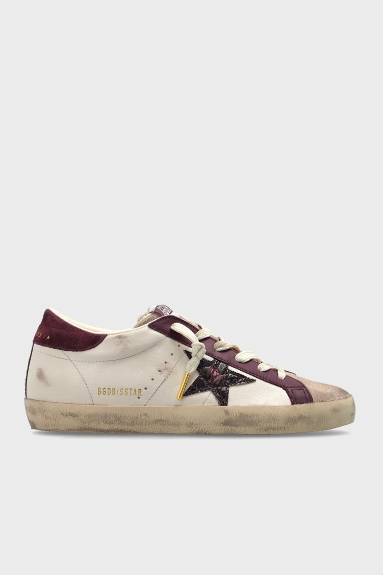 Golden Goose Logolu Deri Sneaker Kadın Ayakkabı GWF01002.F008761.15993 Bej-bordo - Golden Goose