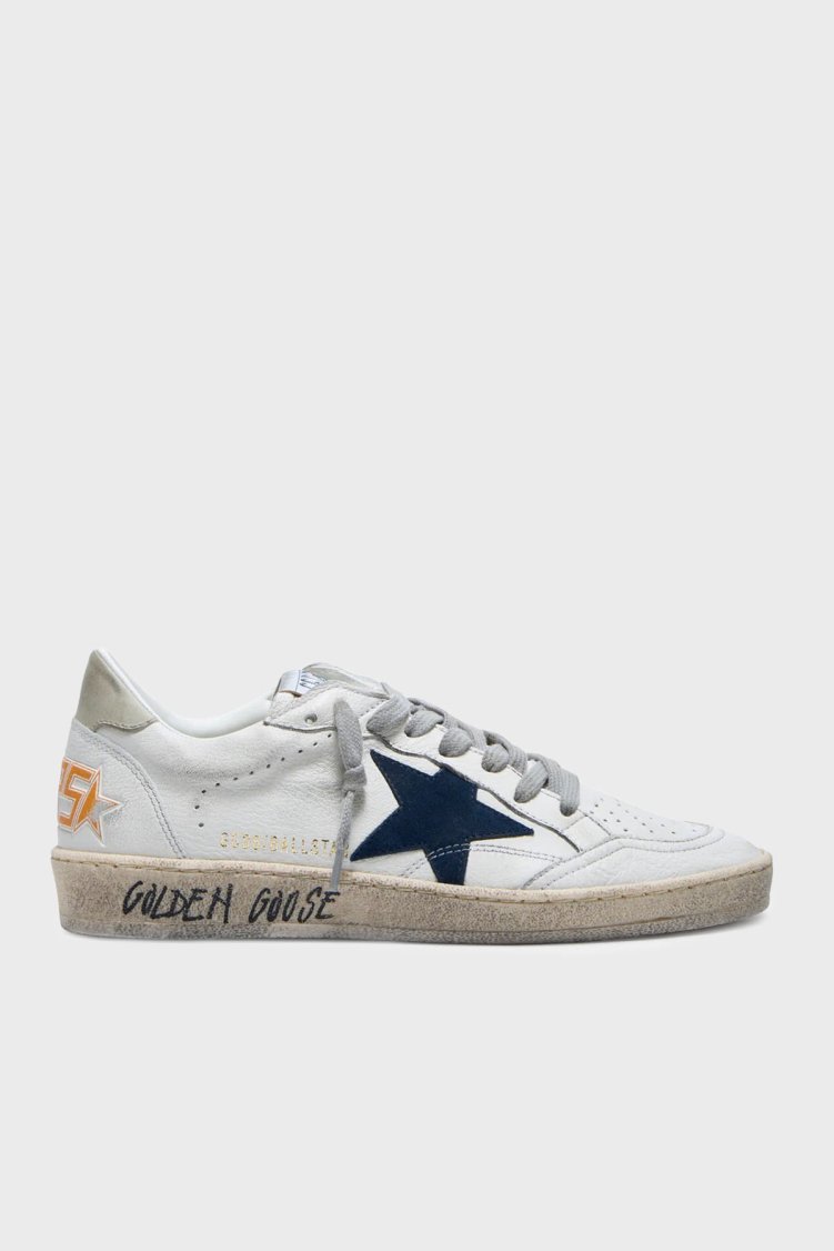 Golden Goose Logolu Hakiki Deri Sneaker Erkek Ayakkabı GMF00117.F007571.11660 Beyaz - Golden Goose