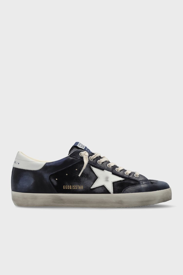 Golden Goose Logolu Süet Deri Sneaker Erkek Ayakkabı GMF01118.F008620.50789 Lacivert-beyaz - Golden Goose