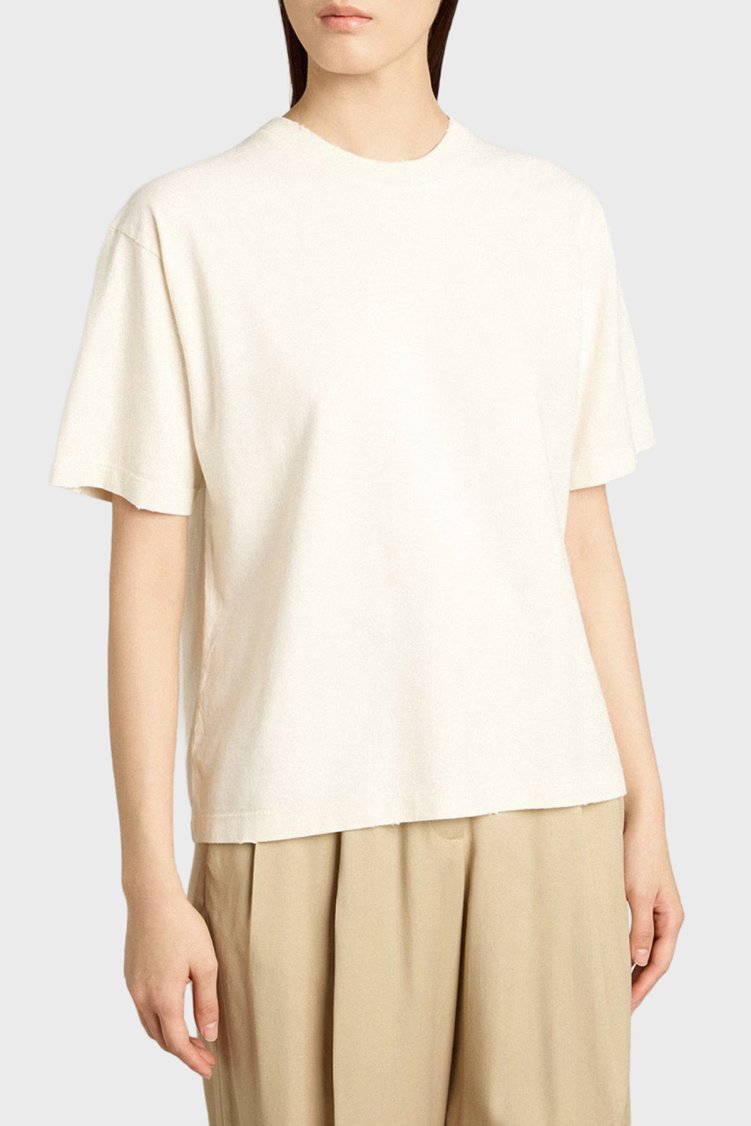 Golden Goose Pamuklu Loose Fit Logo Detaylı Kadın T Shirt GWP01874.P001576.11560 EKRU - Golden Goose