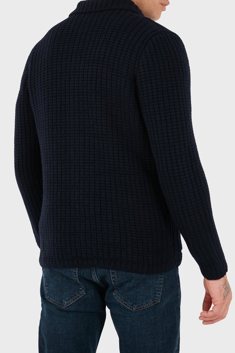 Gran Sasso % 100 Yün Regular Fit Cepli Düğmeli Örme Erkek Ceket 10166 25073 598 LACİVERT - Gran Sasso (1)
