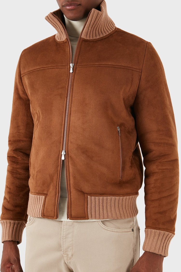Gran Sasso % 100 Yün Regular Fit Dik Yaka Erkek Ceket 78148 58000 190 TABA - Gran Sasso (1)