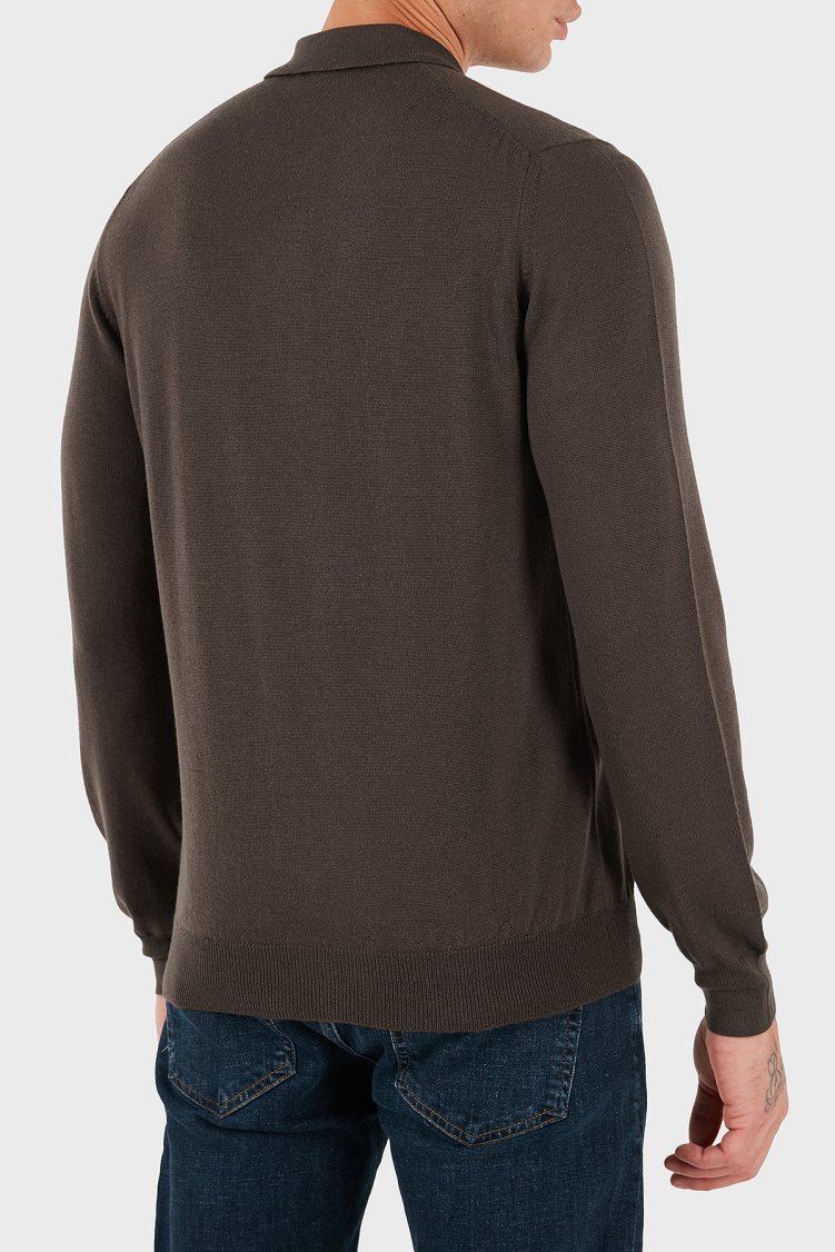 Gran Sasso % 100 Yün Regular Fit Yarım Fermuarlı Erkek Polo Yaka Kazak 55125 14290 177 KAHVE - Gran Sasso (1)