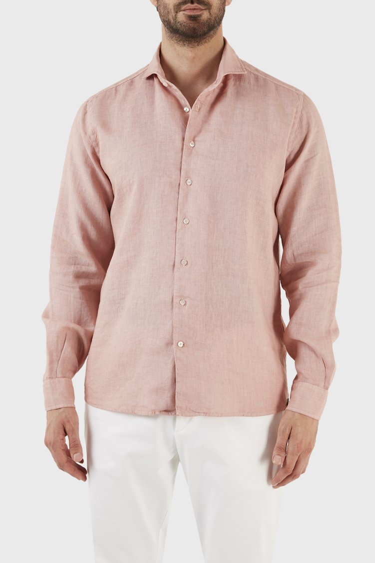 Gran Sasso Regular Fit % 100 Keten Erkek Gömlek 61183 50002 209 PUDRA - Gran Sasso