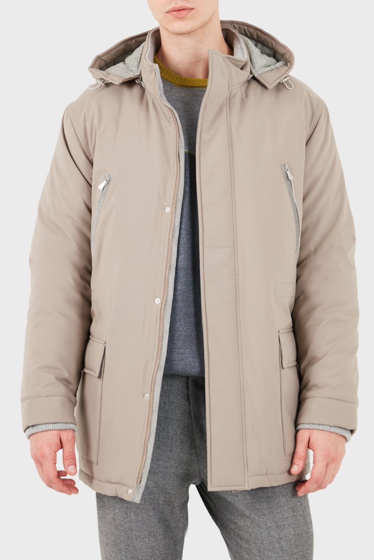 Gran Sasso Regular Fit Çıkarılabilir Kapüşonlu Erkek Ceket 78195 69318 120 Toprak - Gran Sasso