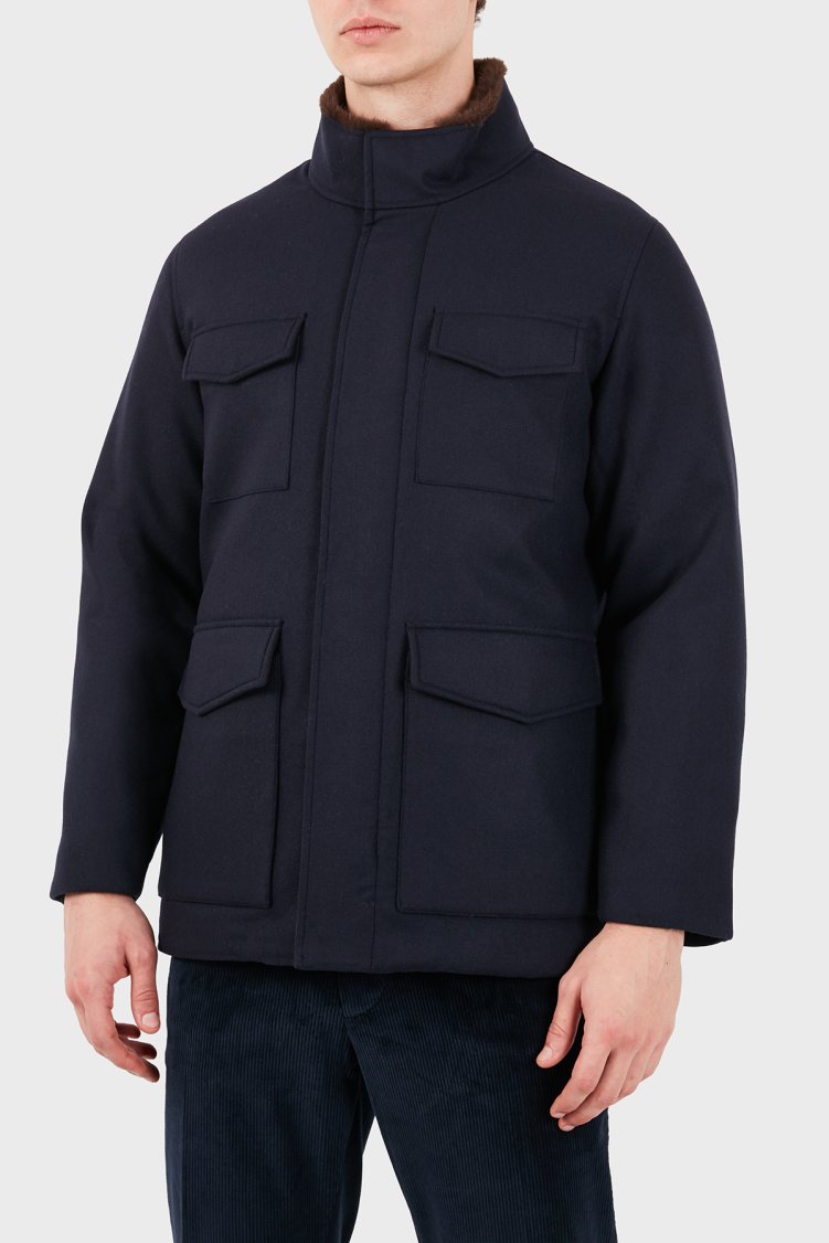 Gran Sasso Regular Fit Dik Yaka Kapaklı Cepli Erkek Ceket 78194 62102 598 Lacivert - Gran Sasso
