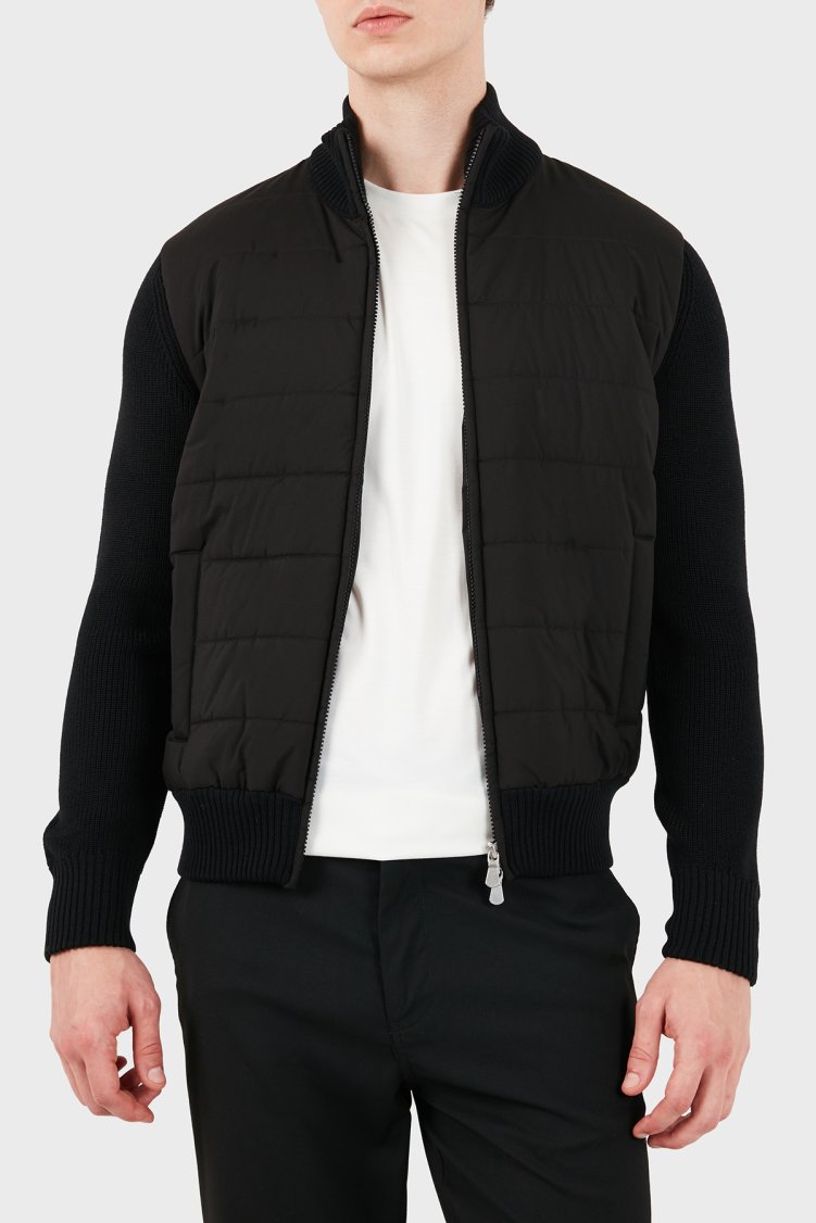 Gran Sasso Regular Fit Dik Yaka Kapitoneli Triko Erkek Ceket 23195 24639 099 Siyah - Gran Sasso