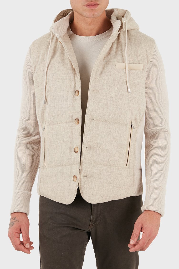 Gran Sasso Yünlü Regular Fit Çıkarılabilir Kapüşonlu Düğmeli Erkek Mont 23191 51303 010 BEJ - Gran Sasso