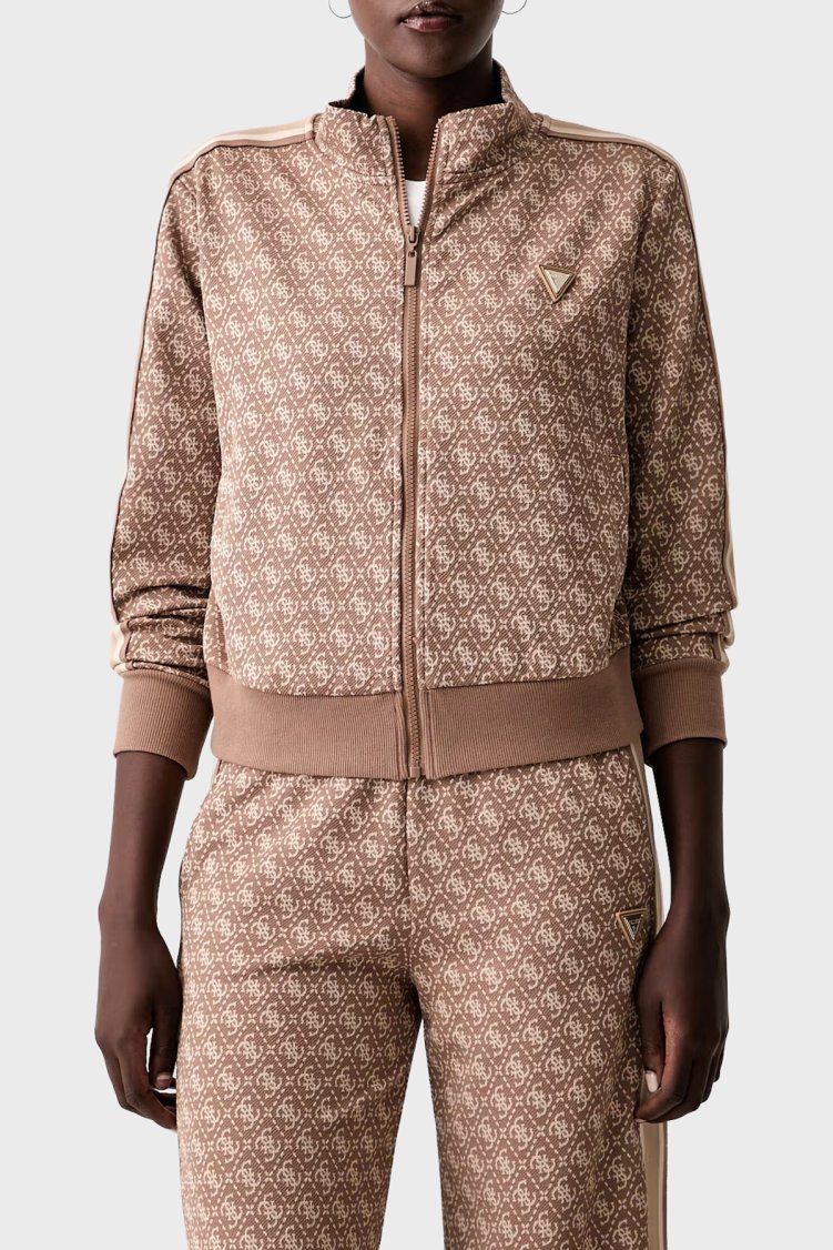 Guess 4G Allover Jacquard V6YQ28K5183 Kadın Sweat V6YQ28 K5183 FNNI Kahve - Guess