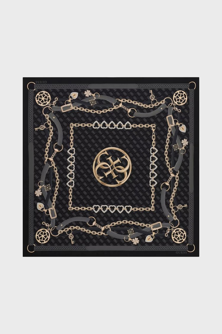 Guess 4G Logolu 90 x 90 cm AW5682POL90 Kadın Eşarp AW5682 POL90 BML Siyah-beyaz - Guess