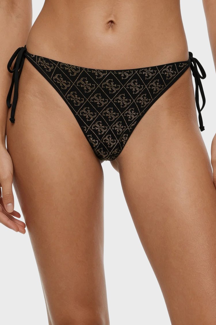 Guess 4G Logolu Bağlamalı E6GO15KCUO2 Kadın Bikini Altı E6GO15 KCUO2 JBLK Siyah - Guess