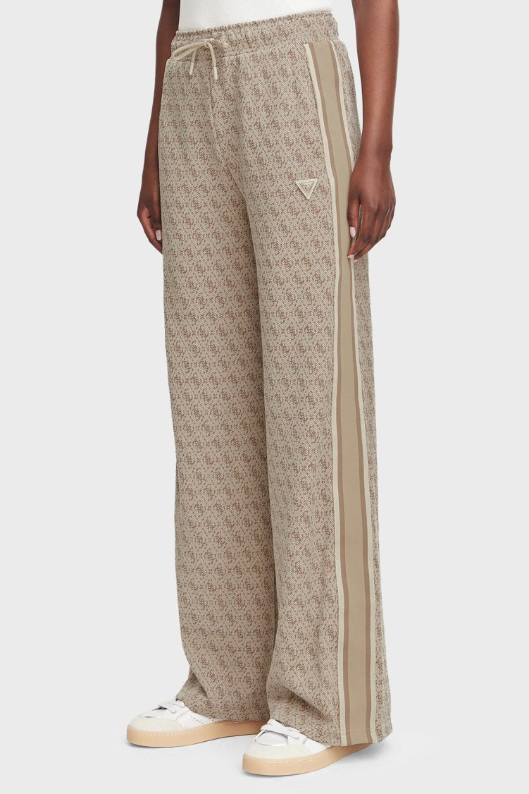 Guess Allover Jacquard 4G Logolu Relaxed Fit Düz Paça Kadın V6YB27K5181 Pantolon V6YB27 K5181 FNNH Bej - Guess