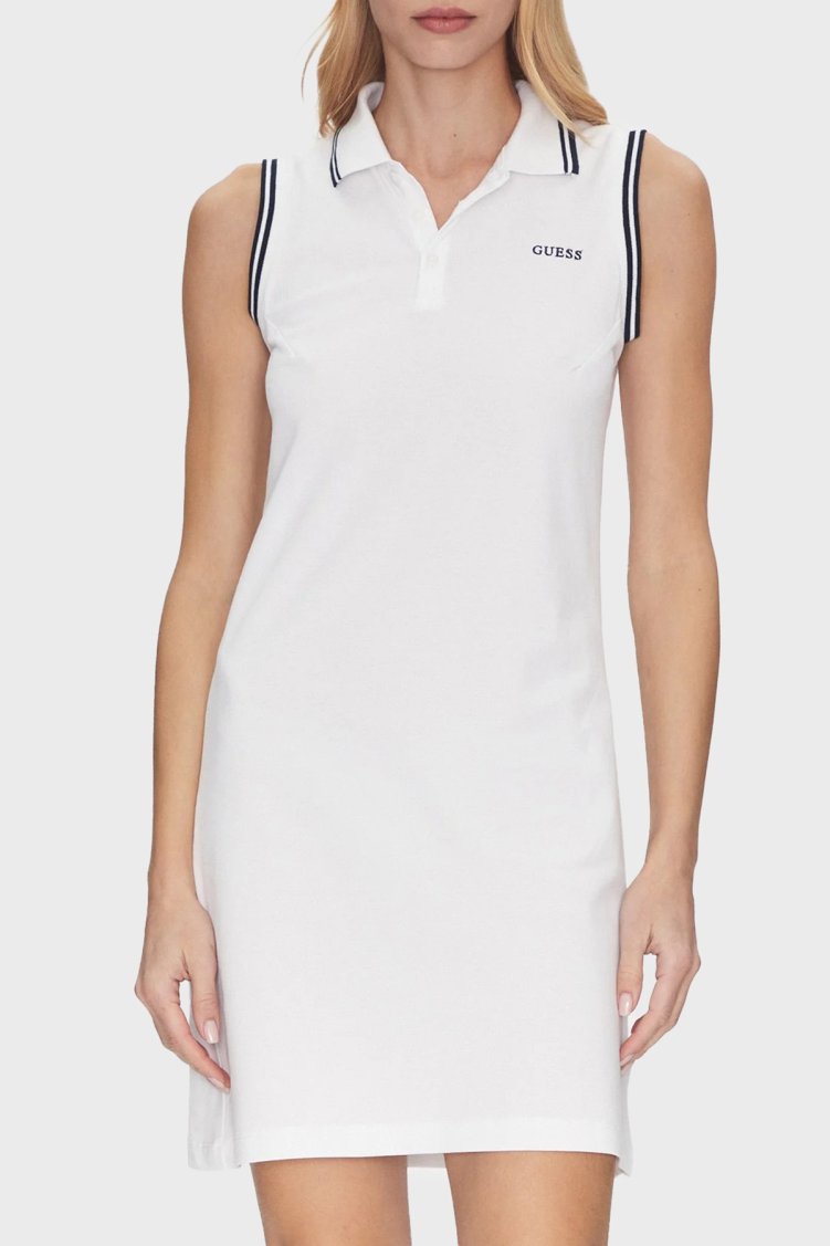 Guess Amaryllis Pamuklu Regular Fit Polo Yaka Mini V5GK04KCOK1 Bayan Elbise V5GK04 KCOK1 G011 BEYAZ - Guess