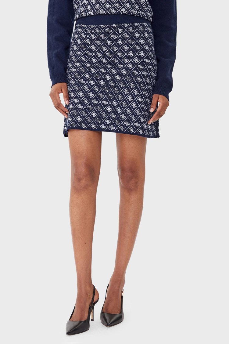 Guess Aubrey 4G Logolu Slim Fit Lastikli Bel Mini Boy W5BD81Z3JD2 Kadın Etek W5BD81 Z3JD2 FBDI LACİVERT - Guess