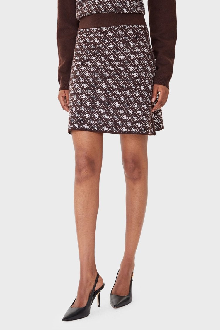 Guess Aubrey 4G Logolu Slim Fit Lastikli Bel Mini W5BD81Z3JD2 Kadın Etek W5BD81 Z3JD2 FNHT KAHVE - Guess