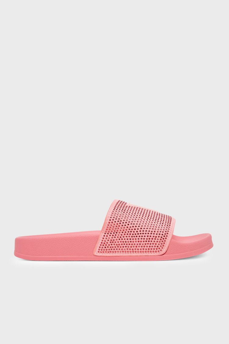 Guess Beach Taşlı Üçgen Logolu E6GZ16BB00F Kadın Terlik E6GZ16 BB00F FK0H PEMBE - Guess