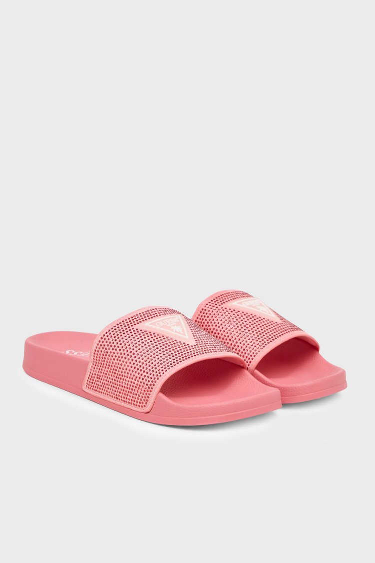 Guess Beach Taşlı Üçgen Logolu E6GZ16BB00F Kadın Terlik E6GZ16 BB00F FK0H PEMBE - Guess (1)