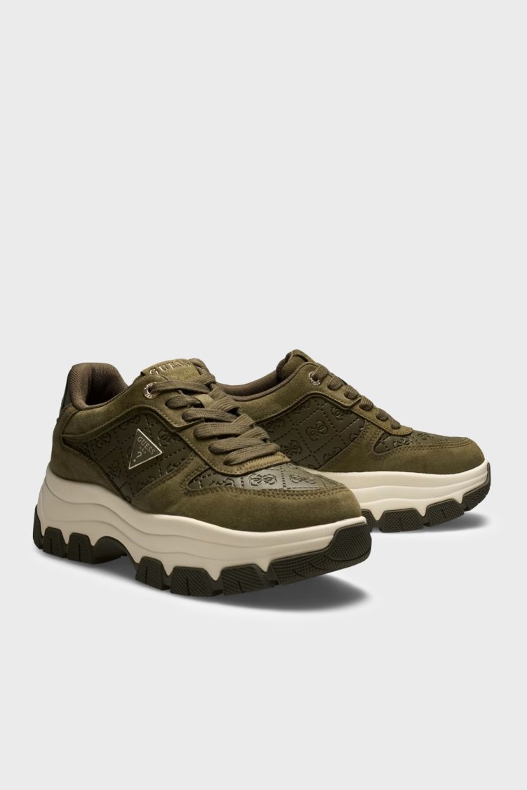 Guess Beneto Logolu Deri Sneaker FLFB2EESU12 Kadın Ayakkabı FLFB2E ESU12 OLIVE Olive - Guess (1)