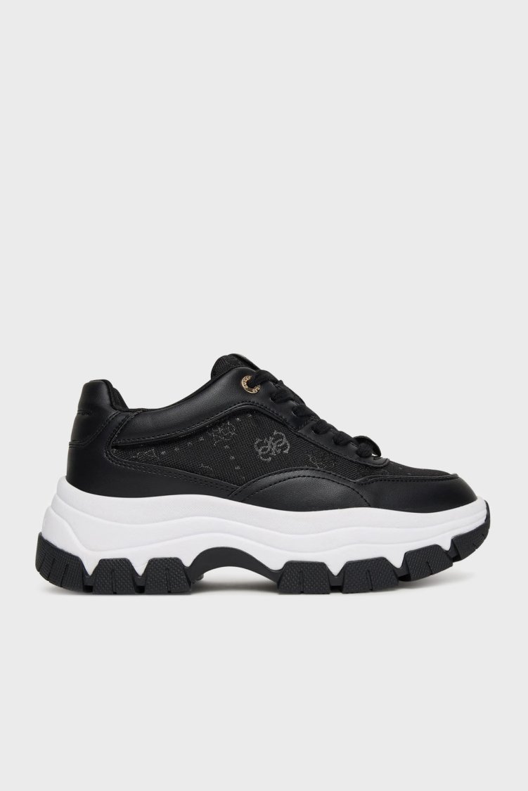 Guess Berrett2 4G Logolu Kalın Tabanlı Sneaker FLFBRTELE12 Kadın Ayakkabı FLFBRT ELE12 BLACK SİYAH - Guess