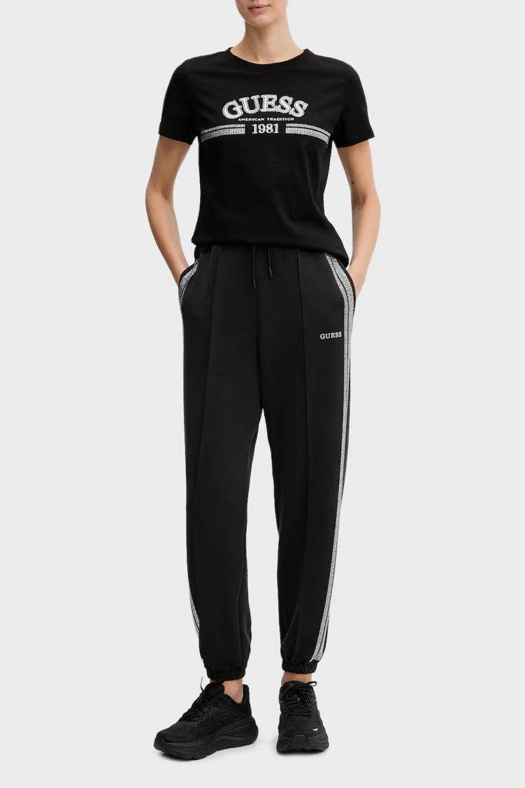 Guess Berthe Modal Karışımlı Regular Fit Lastikli Paça Jogger V6RB01KCAY2 Bayan Pantolon V6RB01 KCAY2 JBLK SİYAH - Guess (1)