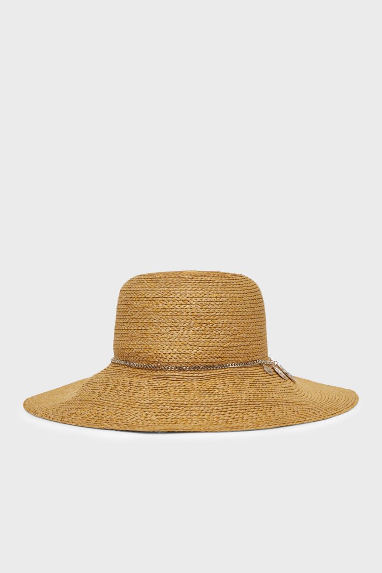 Guess Brim Metal Charmlı Hasır Kadın Şapka AW5290 NYL01 NAT AÇIK KAHVE - Guess (1)