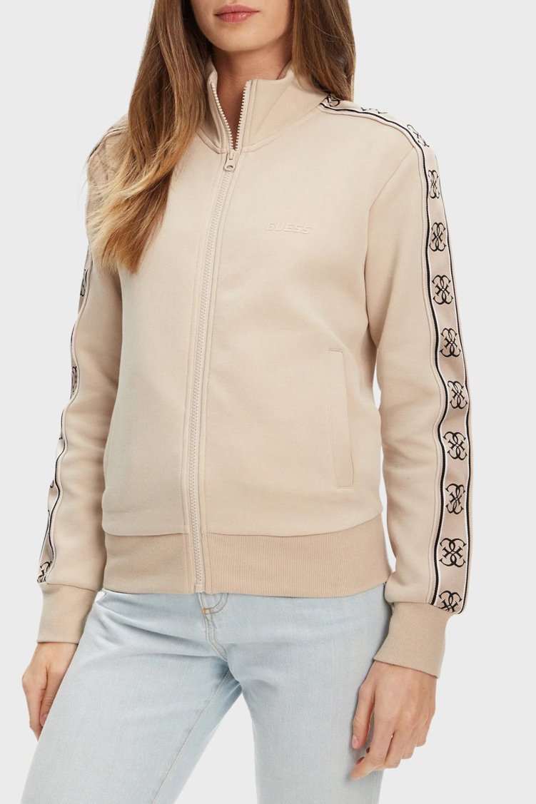 Guess Britney Pamuklu Logolu Regular Fit Dik Yaka V2YQ16KB3P2 Bayan Sweat V2YQ16 KB3P2 A90F BEJ - Guess