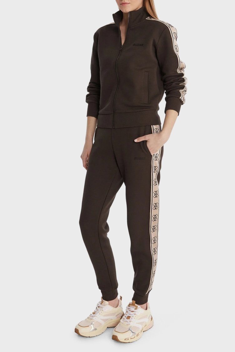 Guess Britney Pamuklu Regular Fit Fermuarlı Dik Yaka V2YQ16KB3P2 Kadın Sweat V2YQ16 KB3P2 G1EA Kahve - Guess (1)