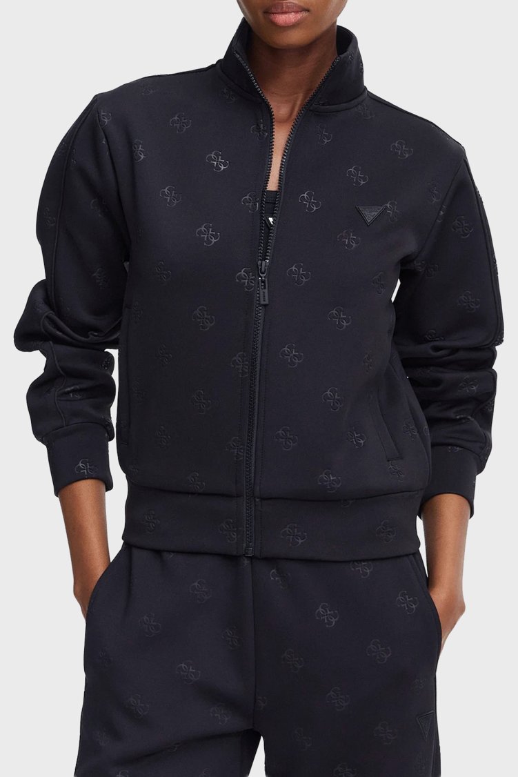Guess Calista 4G Logolu Regular Fit Dik Yaka V6YQ12K4297 Kadın Sweat V6YQ12 K4297 FBIC Lacivert - Guess