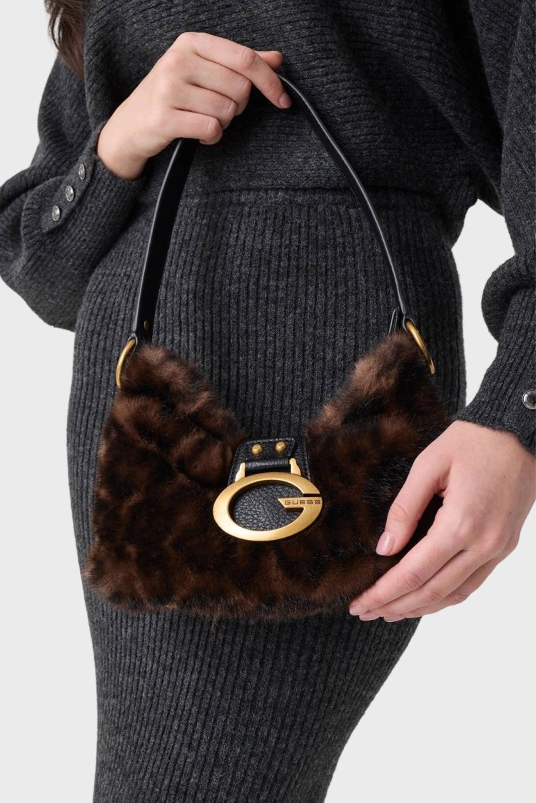 Guess Camden Yumuşak Peluşlu Omuz Askılı HWLB938720 Kadın Çanta HWLB93 8720 LEO Leopar - Guess (1)