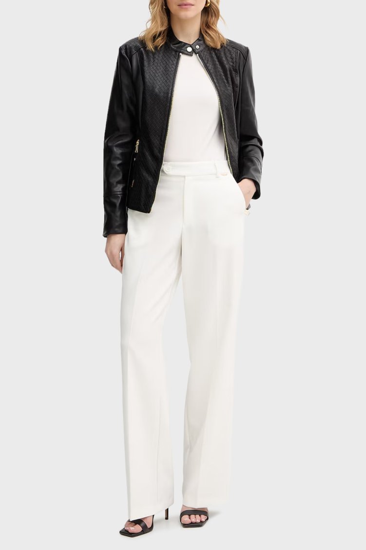 Guess Claudine Slim Fit Dik Yaka Biker W6RL52WL850 Bayan Ceket W6RL52 WL850 JBLK SİYAH - Guess (1)