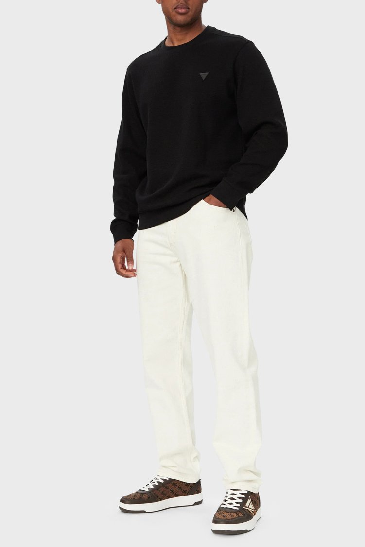 Guess Cn Ls Textured Logolu Regular Fit Bisiklet Yaka Erkek M6YQ24K4245 Sweat M6YQ24 K4245 JBLK Siyah - Guess (1)