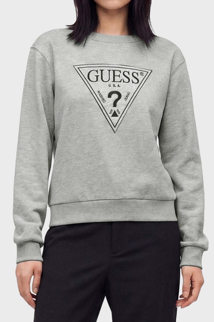 Guess Cn Triangle Flock Kadın Sweat W6BQ16 K6064 MRH Gri - Guess