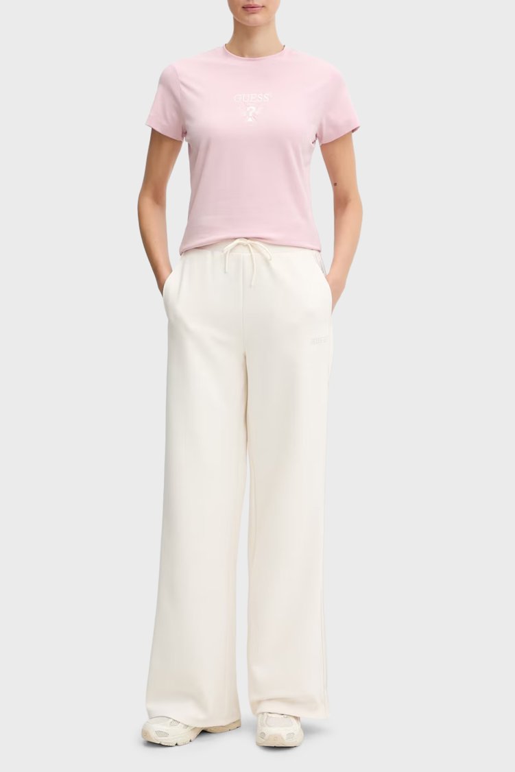 Guess Colette Pamuklu Slim Fit Bisiklet Yaka Logolu T-Shirt V4YI21KCDH1 Bayan T Shirt V4YI21 KCDH1 A60W PEMBE - Guess (1)